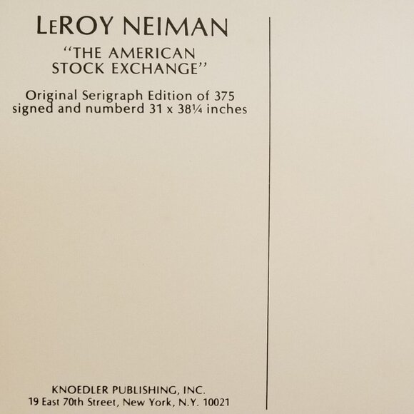 THE AMERICAN STOCK EXCHANGE by LeROY NEIMAN, Promotional Post Card - 1986 - Picture 2 of 3